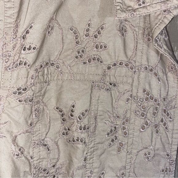 Coldwater Creek Tan Eyelet Embroidered Jacket Medium - Picture 10 of 11